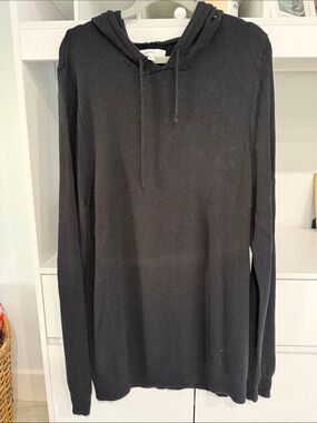 C2 by Calibrate Black Hooded Knit Long-Sleeve Pullover